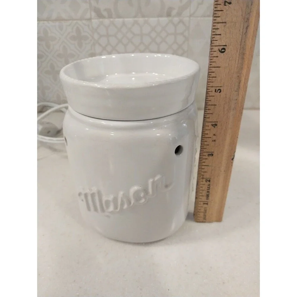 Mason Jar Electric Wax Melt Oil Warmer Ivory Ceramic Farmhouse Plug In Decor